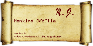 Menkina Júlia névjegykártya