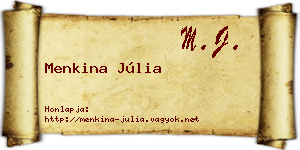 Menkina Júlia névjegykártya
